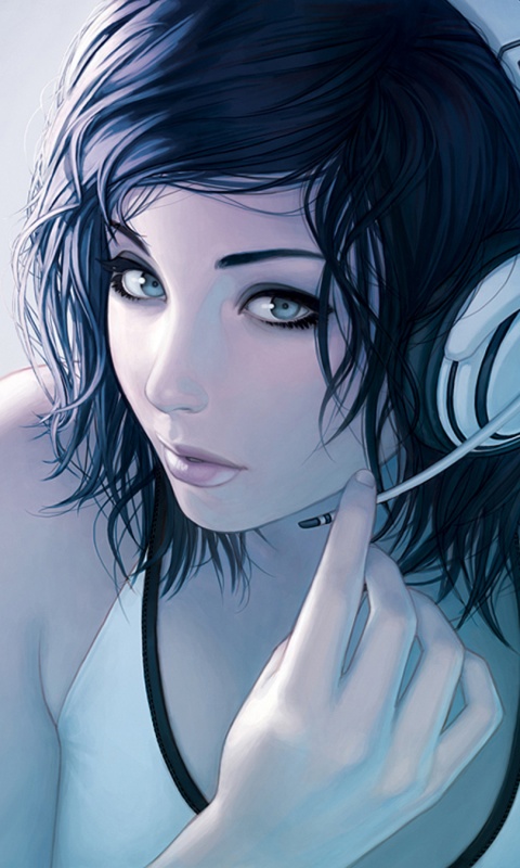 Сексуальная девушка в наушниках с микрофоном обои