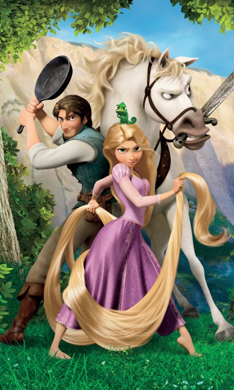 Рапунцель, Флин, Максимус и Паскаль обои