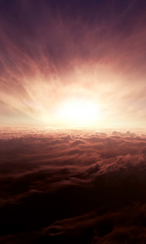 Закат над облаками обои