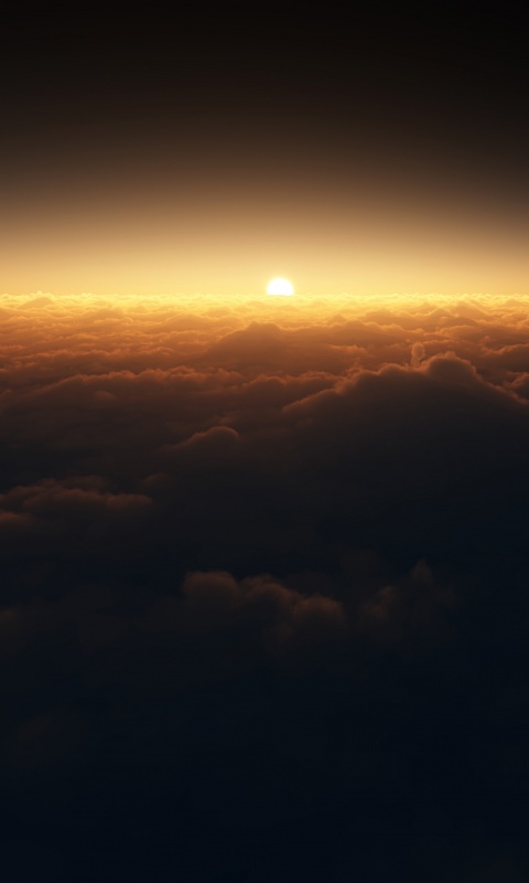 Закат над облаками обои