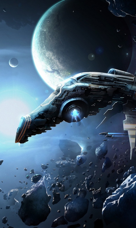 Полет в астероидах обои