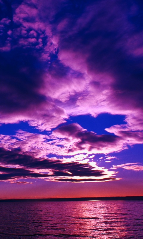 Фиолетовое закатное небо обои