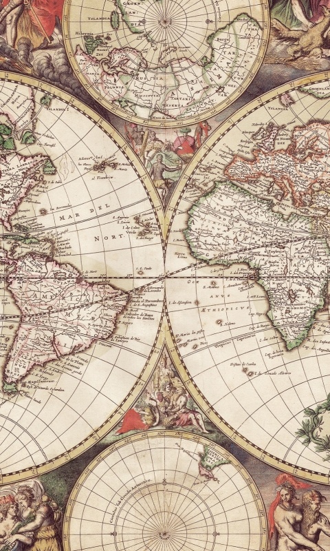 Старинная карта мира обои