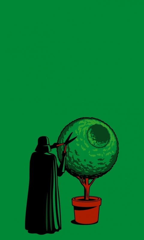 Дарт Вейдер постригает куст обои