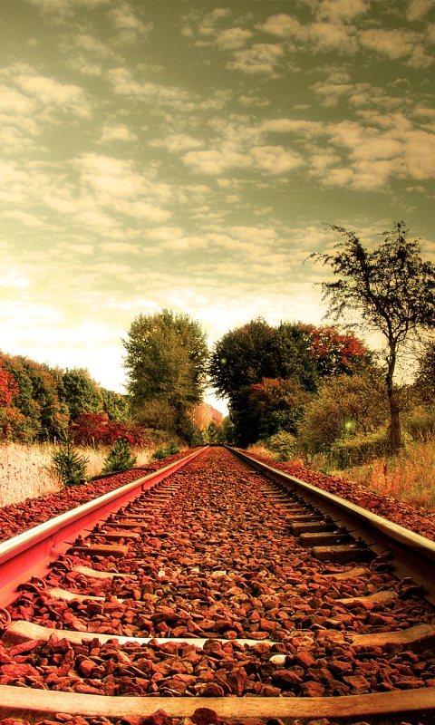 Уходящие в даль рельсы обои