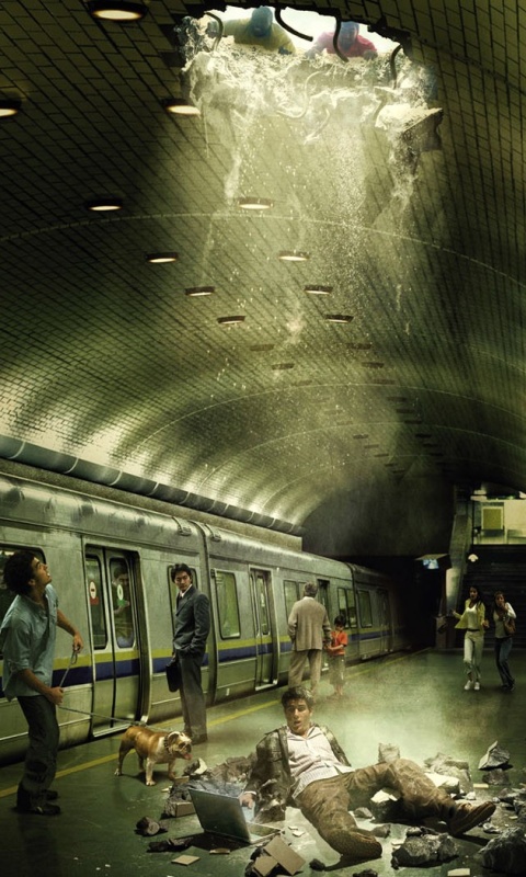 Провалившийся в метро обои