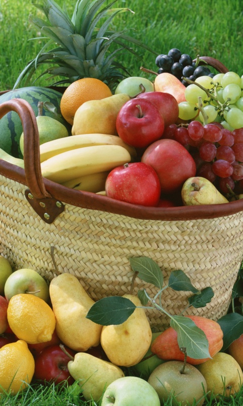 Корзина с фруктами обои