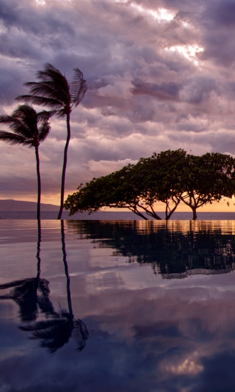 Восход над озером обои