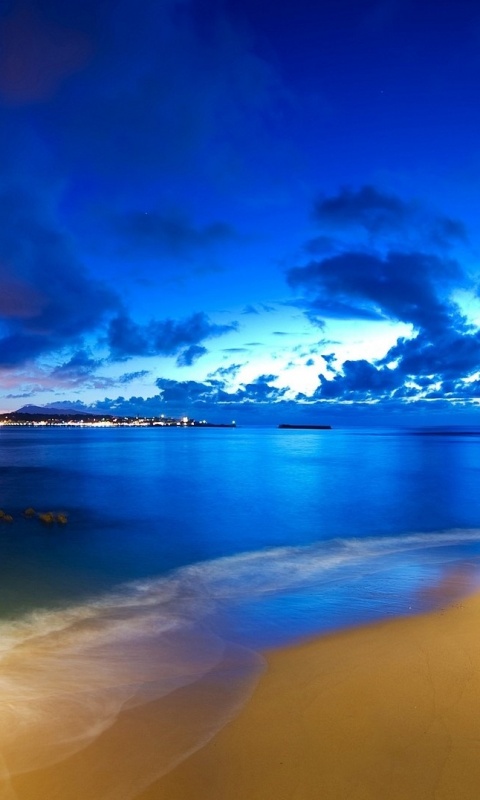 Пляж во франции ночью обои