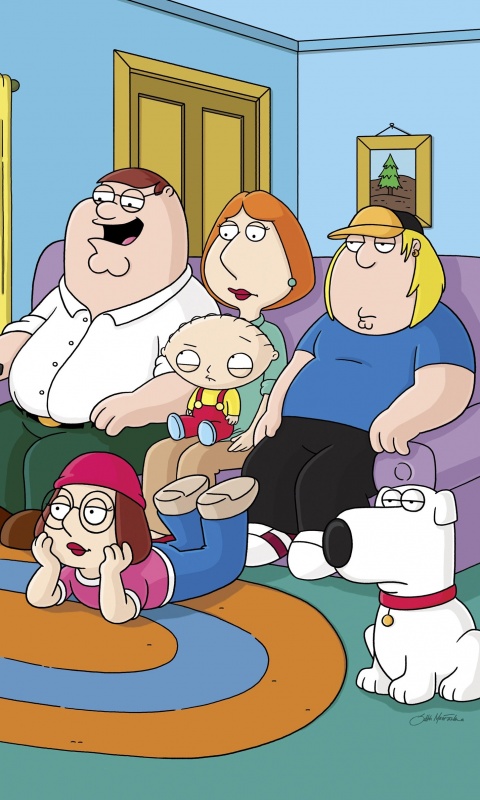 Гриффины всей семьей перед телевизором обои