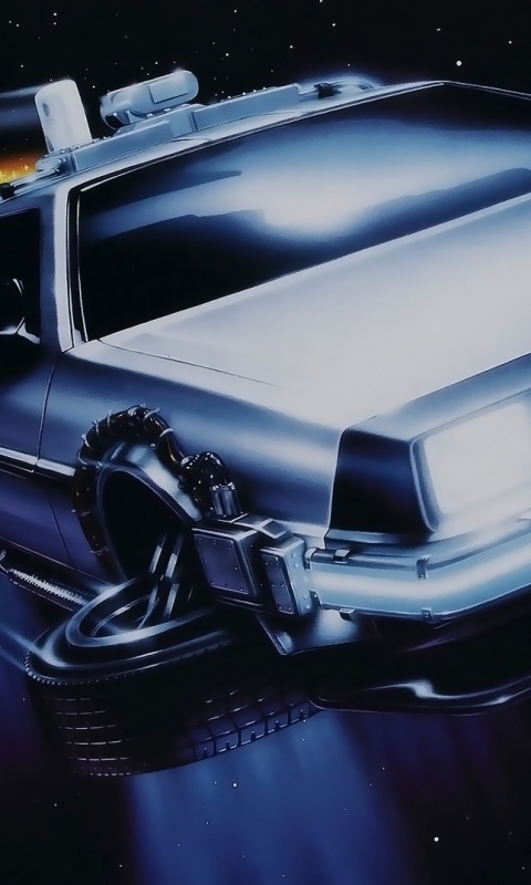 Летающий Делореан обои