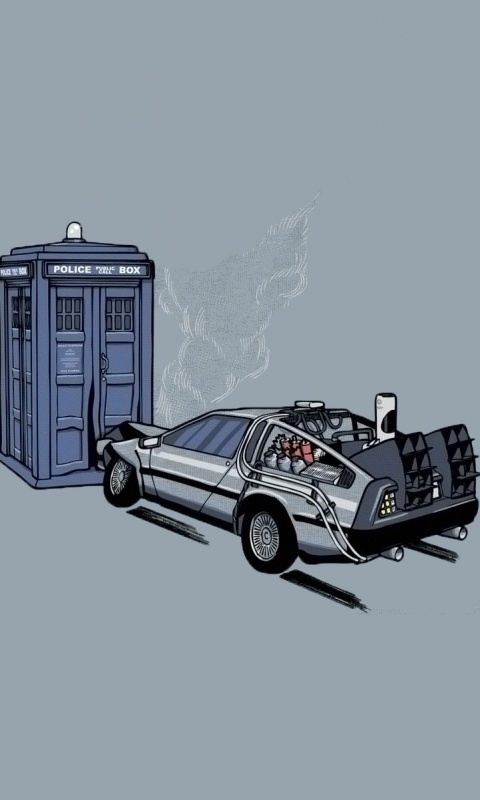 Что будет если ДеЛореан врежется в Тардис? обои