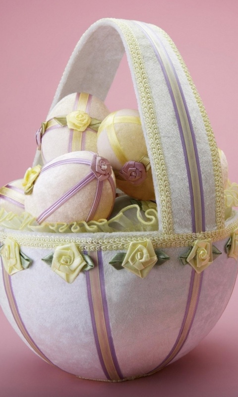 Пасхальная корзина с яйцами обои