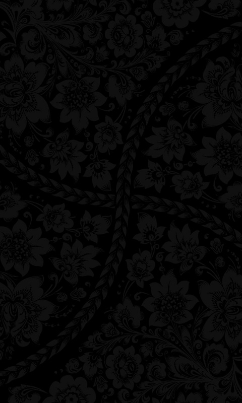 Черный цветастый узор под хохлому обои