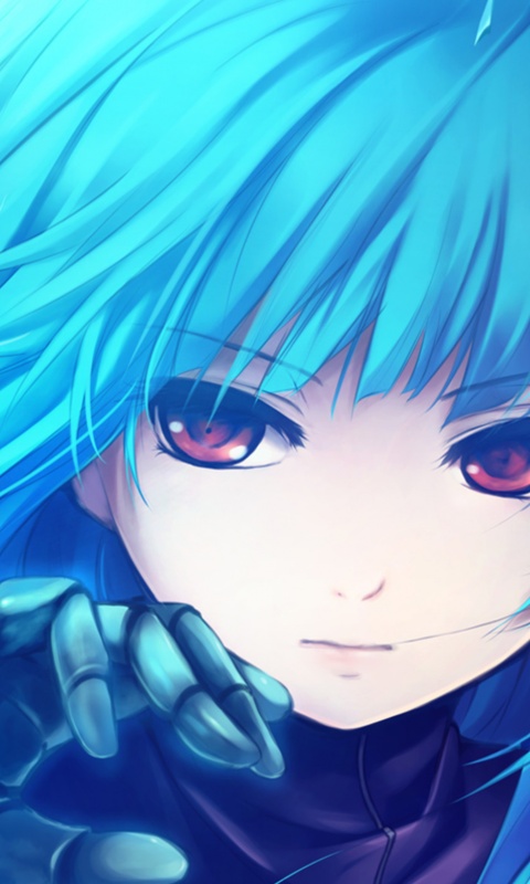 Аниме девушка с голубыми волосами обои