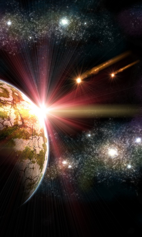 Кометы пролетают вблизи планеты обои