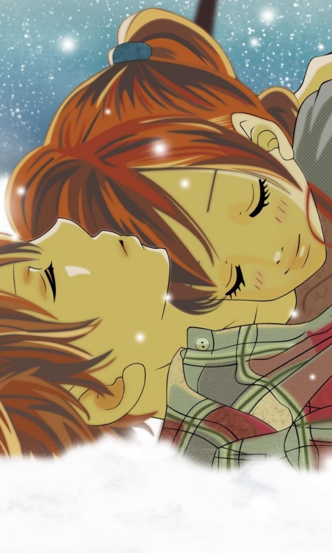 Двое на снегу из Bokura Ga Ita обои