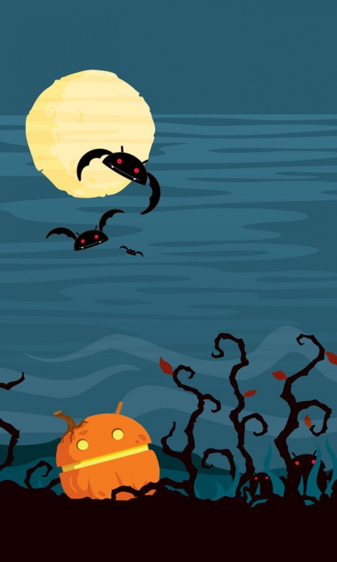 Хэллоуин в стиле Google Android обои