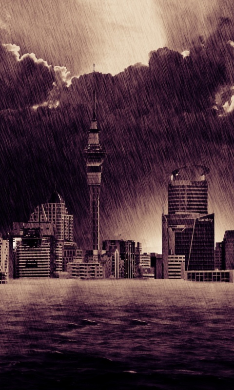 Гроза над городом обои