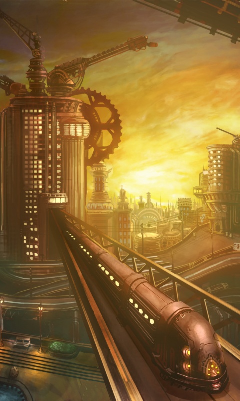 Город из мира стимпанк обои