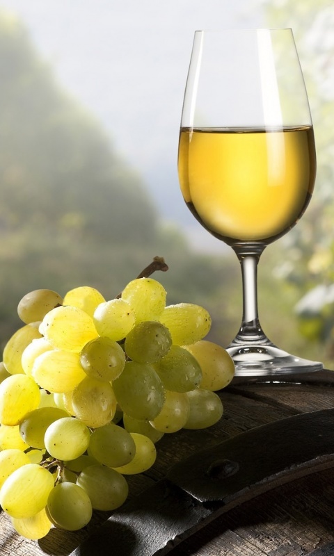 Винная бочка и бокал с белым вином обои