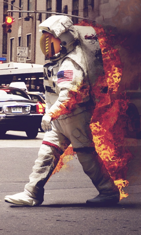 Астронавт в огне обои