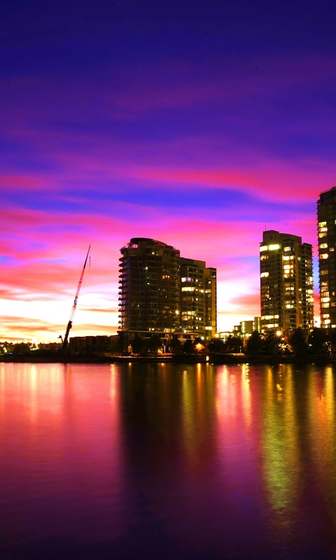 Фиолетовый закат в Ванкувере обои