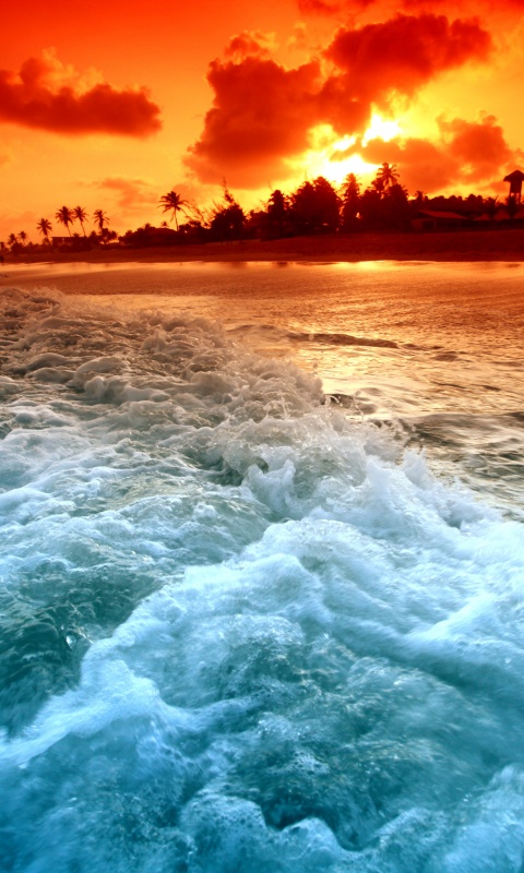 Огненный пляж обои