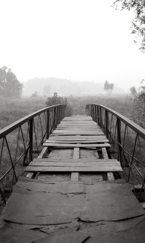 Старый мост на черно-белом фото обои