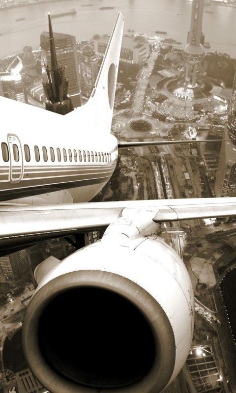 Взлет над городом обои