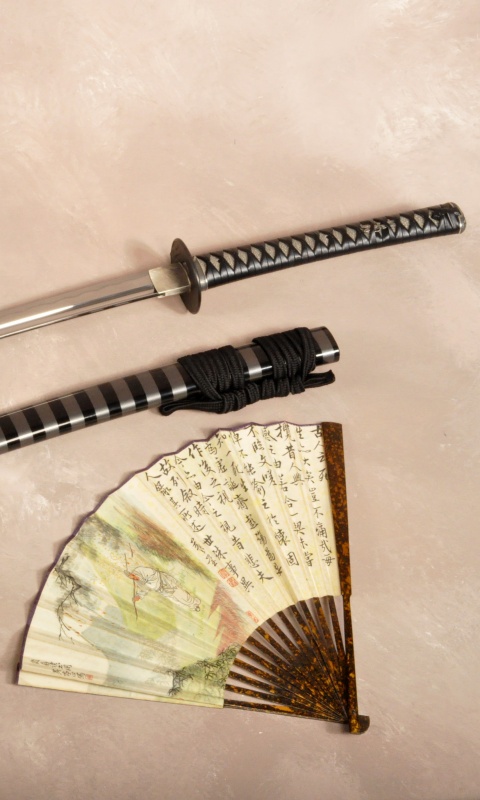 Катана и веер обои