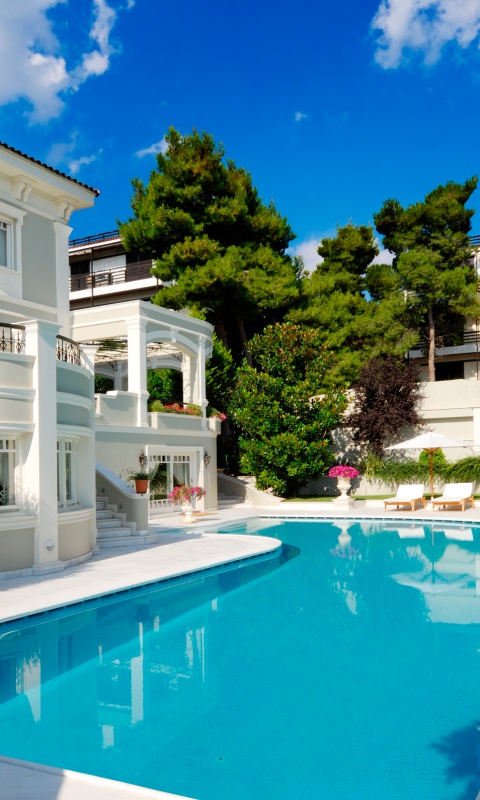 Особняк с бассейном обои