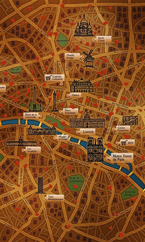 Карта Парижа обои