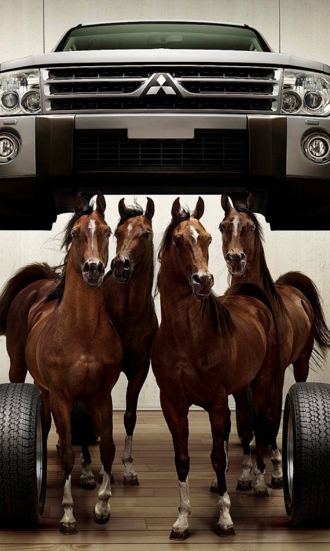 Лошадинные силы - принт Митсубиси обои