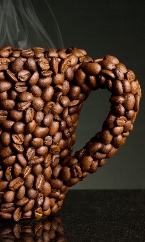 Кружка из кофейных зерен обои