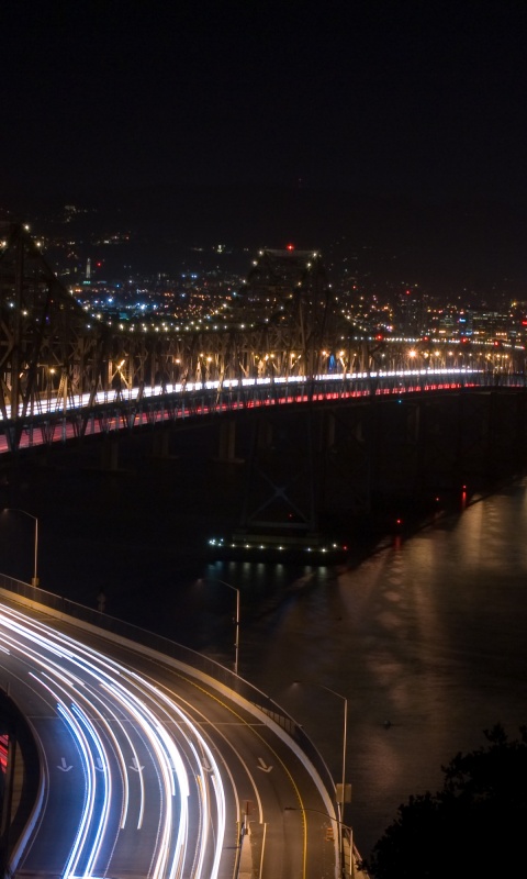 Вид на мост ночью обои