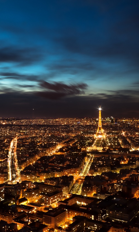 Вид на ночной Париж обои