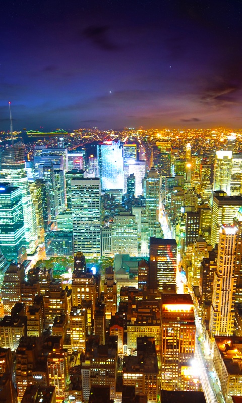 Вид на ночной Нью-Йорк обои