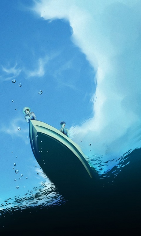 Катер и водная черепаха обои