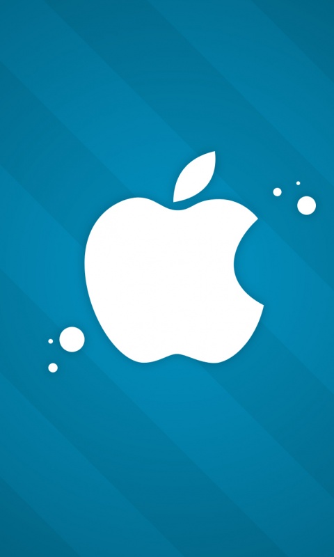 Логотип Apple на фоне голубых полос обои