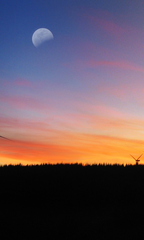 Закат за холмом обои