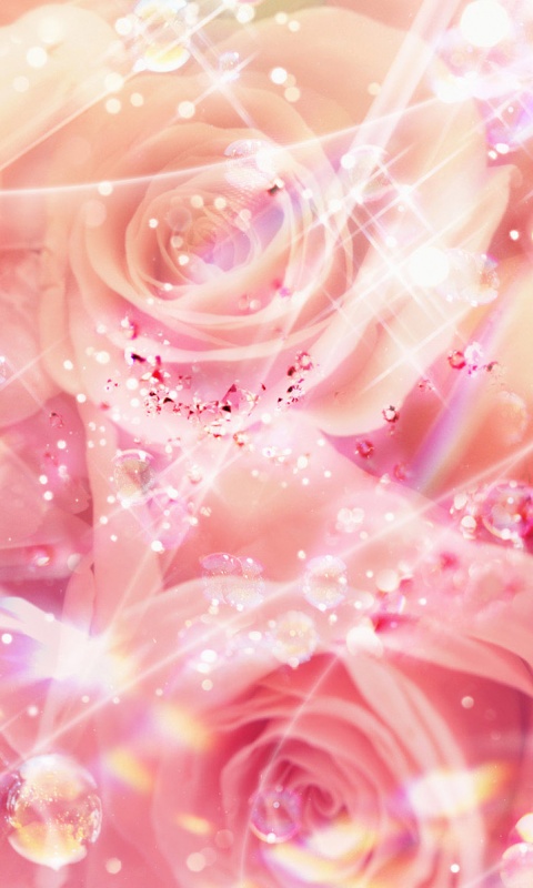 Розово-розовая абстракция с цветами обои