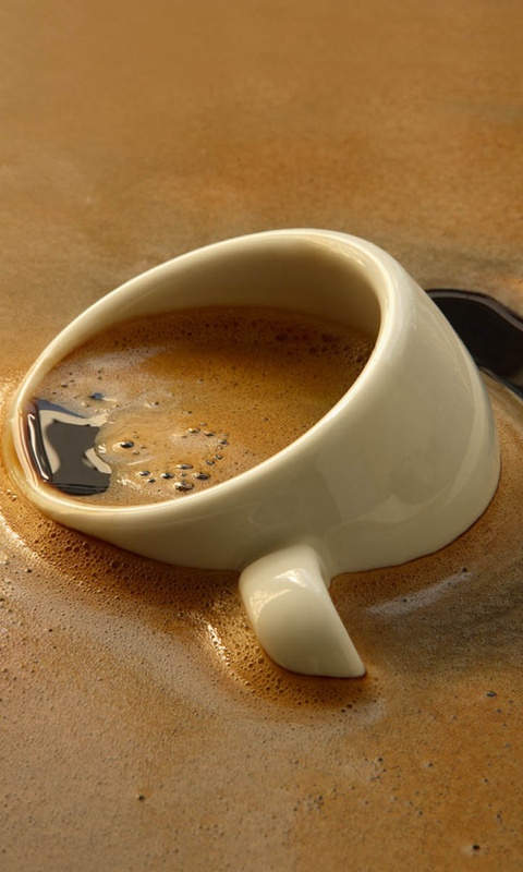 Чашка тонет в кофе обои