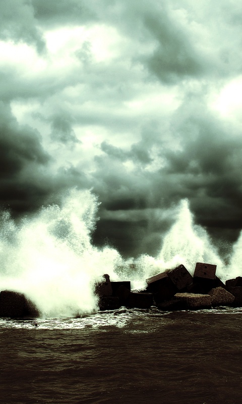 Буря в океане обои
