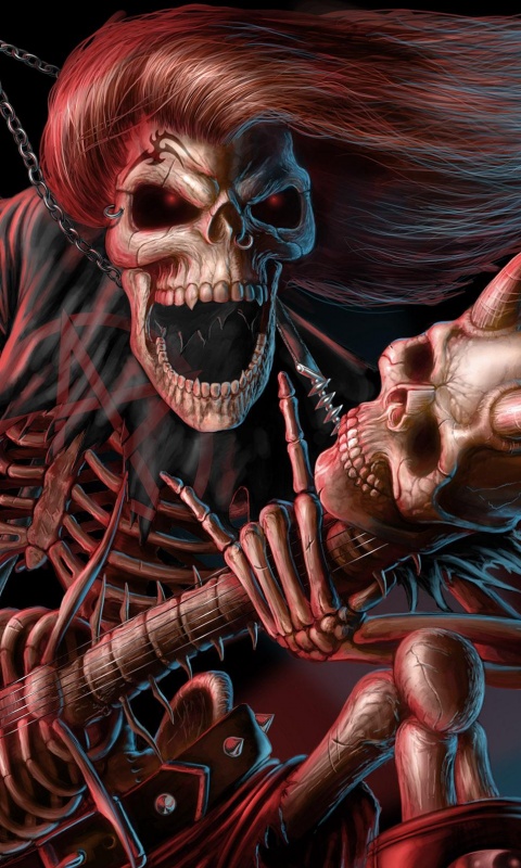 Скелет играет на скелет-гитары обои