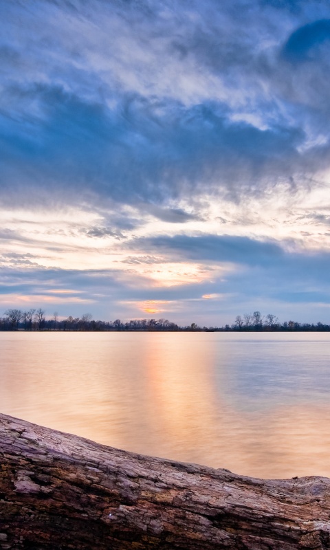 Закат на озере обои