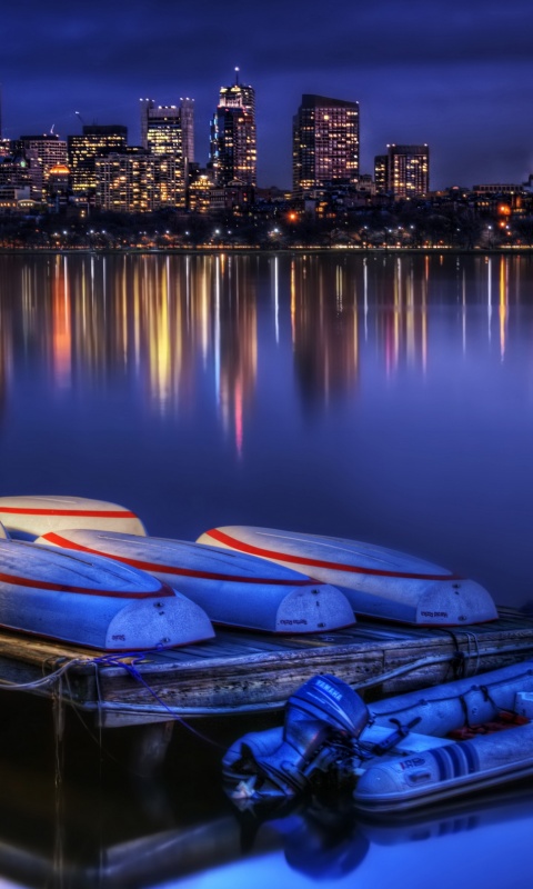 Ночной Бостон обои