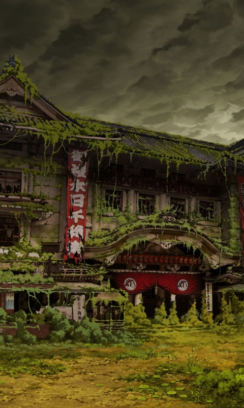 Заброшенное японское здание обои