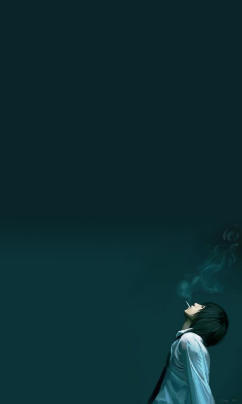 Курящий в углу обои