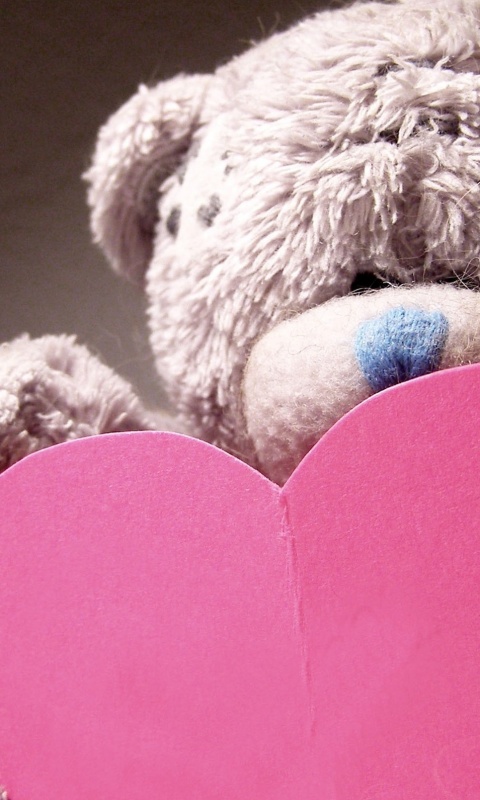 Мишка с сердцечком обои